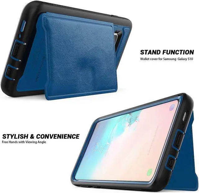 Alt view image 4 of 6 - Galaxy S10e Case Sumsung S10e Wallet Card Slots Holders Kickstand Flip Cover Bumper PU Leather TPU Rubber Hard PC Frame Magnetic Slim Shockproof Durable Shockproof Protective Case Cover