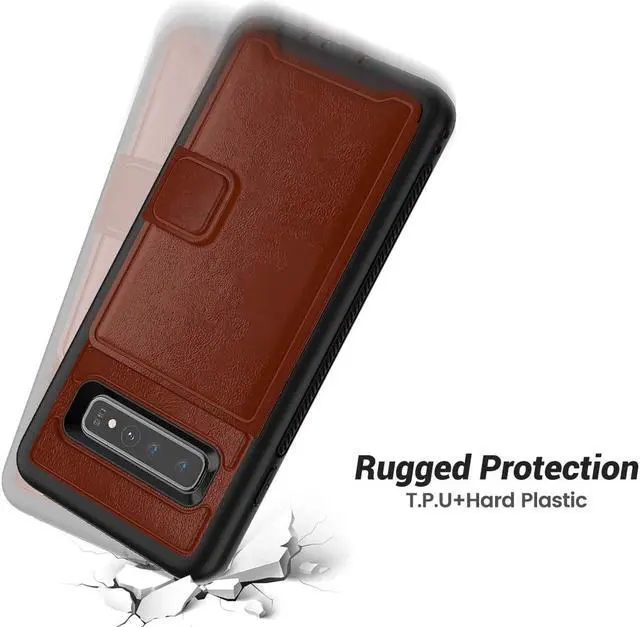 Alt view image 2 of 6 - Galaxy S10e Case Sumsung S10e Wallet Card Slots Holders Kickstand Flip Cover Bumper PU Leather TPU Rubber Hard PC Frame Magnetic Slim Shockproof Durable Shockproof Protective Case Cover