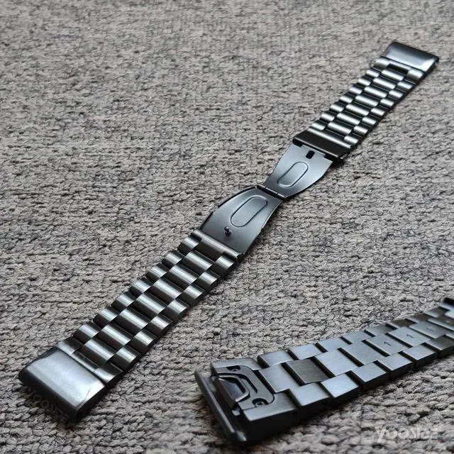 Alt view image 6 of 7 - Werleo Replacement Watch Strap Band Compatible with Garmin Fenix 6X / 6X Pro / 5X / 5X Plus / 3 / 3HR Smartwatch 26mm Titanium Metal Quick Release Easy Fit Watch Strap with Double Button Clasp