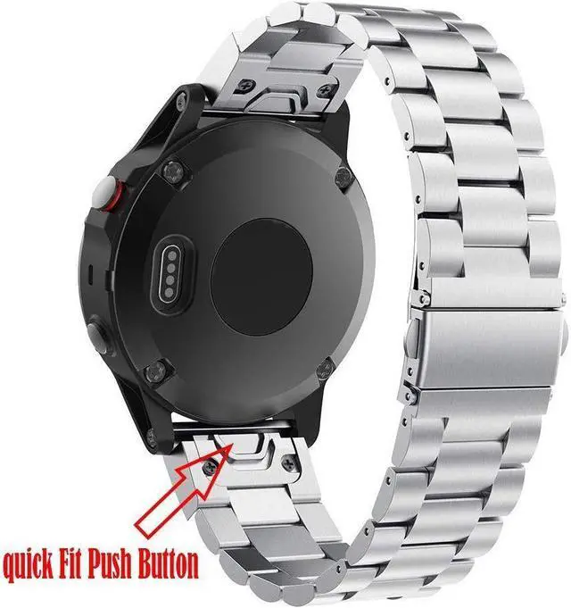 Alt view image 3 of 4 - Werleo Replacement Watch Strap Band Compatible with Garmin Fenix 6X / 6X Pro / 5X / 5X Plus / 3 / 3HR Smartwatch 26mm Titanium Metal Quick Release Easy Fit Watch Strap with Double Button Clasp