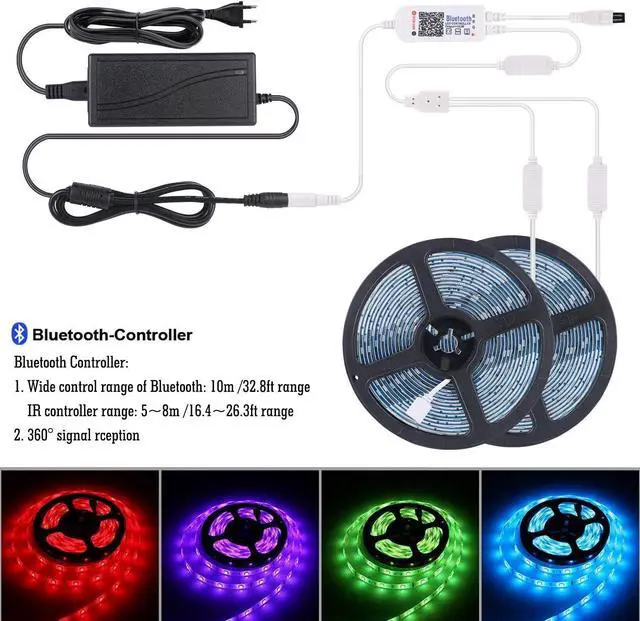 Alt view image 2 of 7 - Bluetooth LED Strip Lights 5050 10M (2 x 5M) 300 LED Stripes Lights Smart Phone Controlled Waterproof RGB LED Band Light for Home & Outdoor Decoration