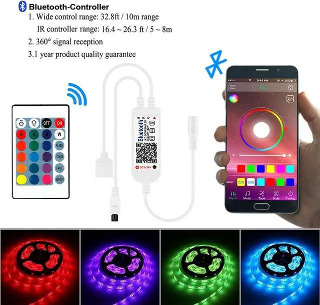 Alt view image 3 of 6 - Bluetooth LED Strip Lights 5050 10M (2 x 5M) 300 LED Stripes Lights Smart Phone Controlled Waterproof RGB LED Band Light for Home & Outdoor Decoration