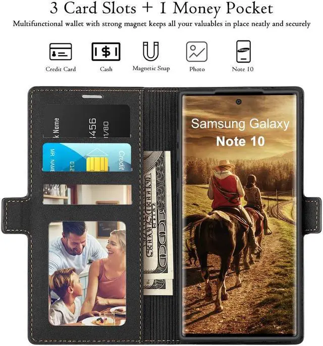 Alt view image 2 of 7 - Galaxy Note 10 Wallet Case Premium Leather Note 10 Folio Flip Case with Kickstand Card Holder Slots Shockproof Protective Cover for Samsung Galaxy Note 10 6.3 inch