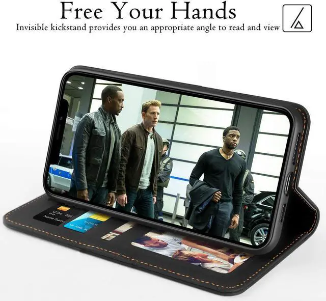Alt view image 5 of 7 - iPhone 11 Pro Max Wallet Case Premium Leather iPhone 11 Pro Max Folio Flip Case with Kickstand Card Holder Slots Shockproof Protective Cover for Apple iPhone 11 Pro Max 6.5 inch