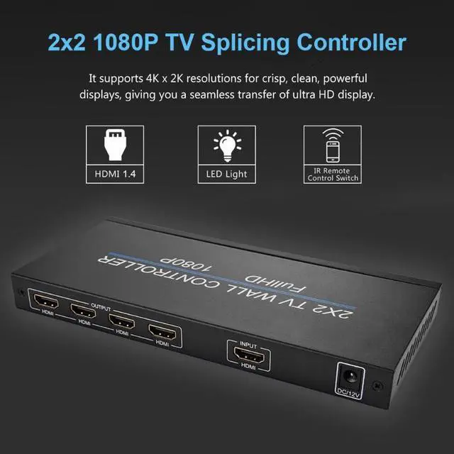 Alt view image 4 of 7 - Video Wall Controller Multi-function 4 Channel TV Video Wall Controller 2x2 Wall Processor 1080p TV Image Splicing Controller