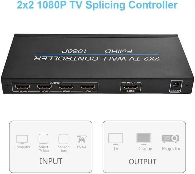 Alt view image 2 of 7 - Video Wall Controller Multi-function 4 Channel TV Video Wall Controller 2x2 Wall Processor 1080p TV Image Splicing Controller