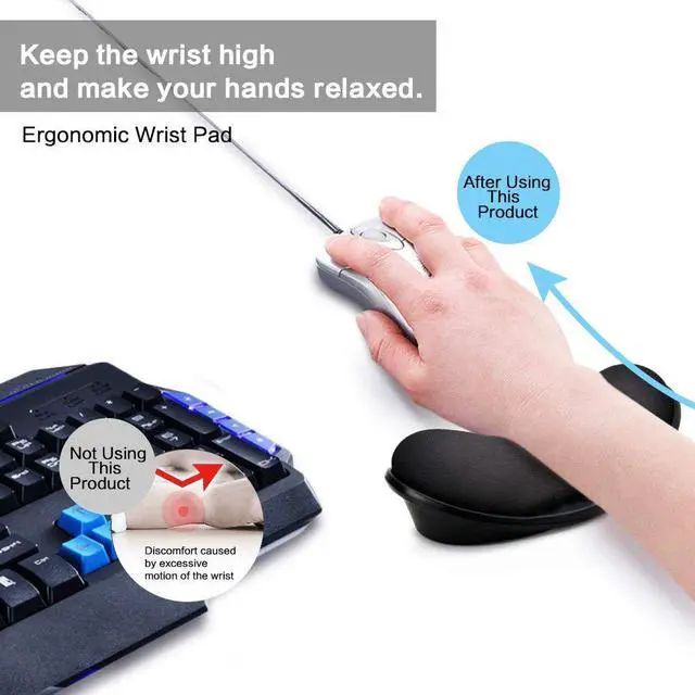 Alt view image 3 of 7 - Memory Foam Mouse Wrist Rest Keyboard Wrist Rest Pad Anti-skid Mousepad Support Wrist Rest Mat for Office Computer Laptop Mac- Durable Comfortable Lightweight Easy Typing Pain Relief