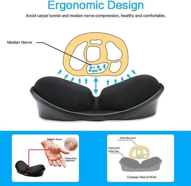 Alt view image 2 of 7 - Memory Foam Mouse Wrist Rest Keyboard Wrist Rest Pad Anti-skid Mousepad Support Wrist Rest Mat for Office Computer Laptop Mac- Durable Comfortable Lightweight Easy Typing Pain Relief