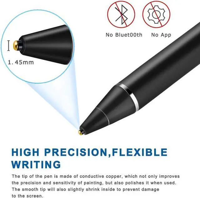 Alt view image 3 of 6 - Stylus Pens for Touch Screens Fine Point Active Stylus Pen Rechargeable Compatible with Ipad iPhone Android and Tablet Capacitive Stylus for Writing Drawing