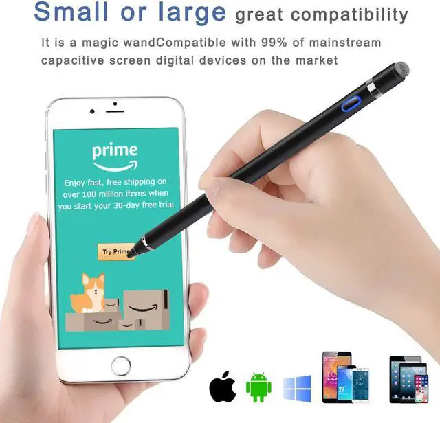 Alt view image 6 of 6 - Stylus Pens for Touch Screens Fine Point Active Stylus Pen Rechargeable Compatible with Ipad iPhone Android and Tablet Capacitive Stylus for Writing Drawing