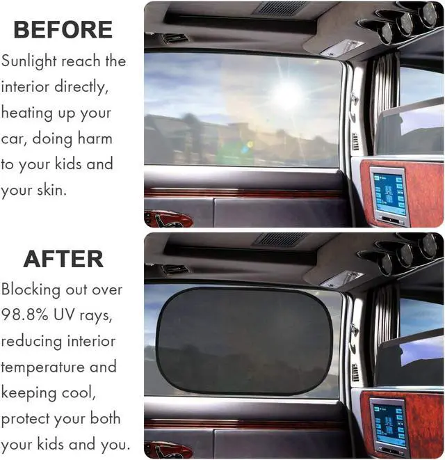 Alt view image 3 of 6 - Car Window Shade Sunshade for Car Side Window Clings - 80GSM UPF50 + Blocks Over 99% of Harmful UV Rays - Baby Side Window Car Sun Shades