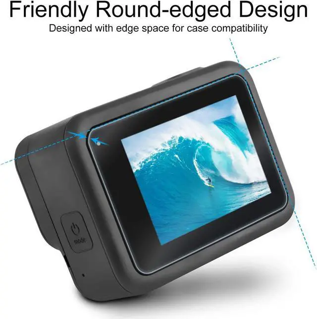 Alt view image 6 of 7 - Screen Protector for GoPro Hero 8 Black 4pcs Ultra Clear Tempered Glass Screen Protectors + 2pcs Display HD Protective Films Lens Protector Accessories