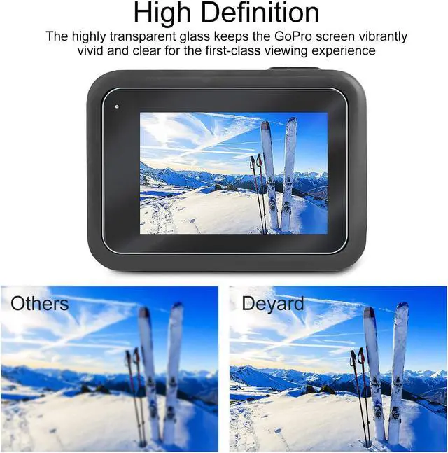 Alt view image 3 of 7 - Screen Protector for GoPro Hero 8 Black 4pcs Ultra Clear Tempered Glass Screen Protectors + 2pcs Display HD Protective Films Lens Protector Accessories
