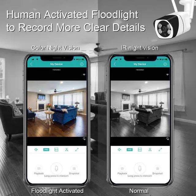 Alt view image 7 of 7 - Wireless Security Camera Outdoor Werleo 1080P WiFi Home Camera with Floodlight and Siren Alarm Two Way Audio Security Camera with Smart Human Detection Color Night Vision for Home Shop Factory