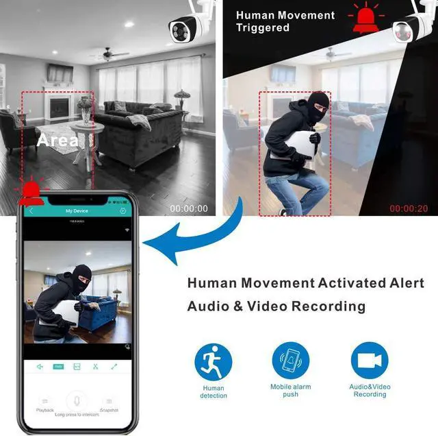 Alt view image 3 of 7 - Wireless Security Camera Outdoor Werleo 1080P WiFi Home Camera with Floodlight and Siren Alarm Two Way Audio Security Camera with Smart Human Detection Color Night Vision for Home Shop Factory