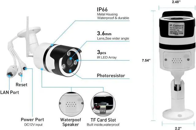 Alt view image 6 of 7 - Outdoor Security Camera 1080P WiFi Camera Outdoor Surveillance Wireless IP Camera 2.4GHz Onvif IR Night Vision Motion Detection Two-Way Audio IP66 Waterproof Cloud Storage