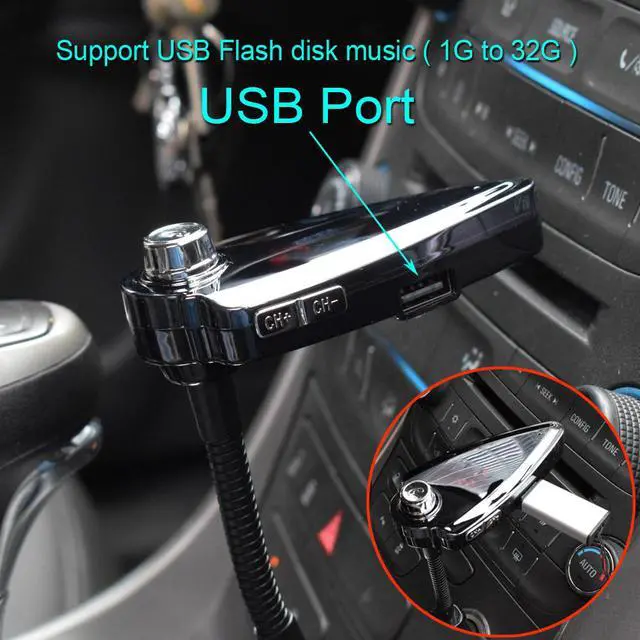 Alt view image 5 of 7 - Bluetooth FM Transmitter Wireless Radio Adapter Hands-Free Car Kit 5V 2.1A USB Car charger Mp3 Player with LED  Display USB memory Port TF Card Support