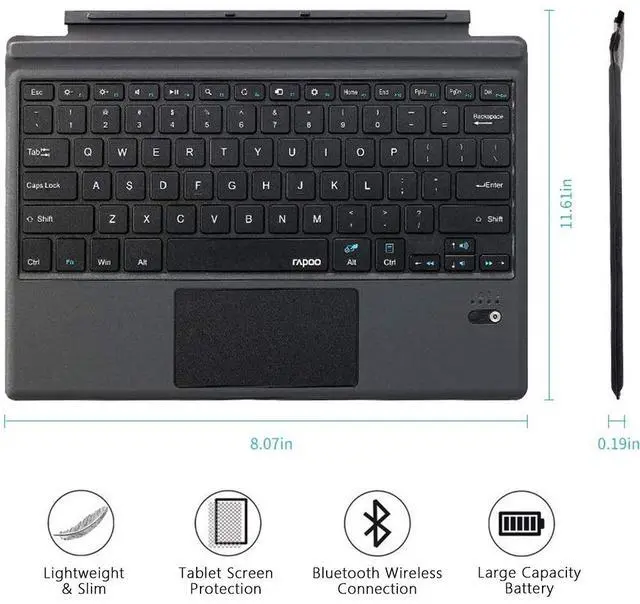 Alt view image 5 of 7 - Bluetooth Trackpad Keyboard Type Cover for Microsoft Surface Pro 7 / Surface Pro 6 / Surface Pro 5 2017 / Surface Pro 4 / Surface Pro 3 2014 Keyboard Case - Detachable Wireless Type Keyboard
