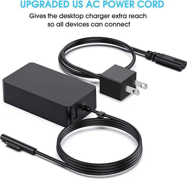 Alt view image 7 of 7 - 65W 15V 4A Surface Book AC Adapter Charger for Microsoft Surface Pro 3 Pro 4 Pro 5 Pro 6 Pro 7 Surface Go Surface Laptop with Power Cord