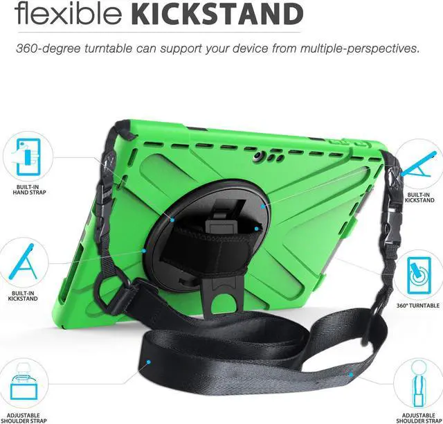 Alt view image 2 of 7 - Microsoft Surface Pro 7 / Pro 6 / Pro 5 / Pro 2017 / Pro 4 / Pro LTE Case Protective Rugged Cover Case with Pen Holder Hand Strap Rotating Kickstand Shoulder Strap Rugged Shockproof Silicone Case