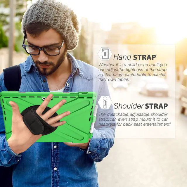 Alt view image 5 of 7 - Microsoft Surface Pro 7 / Pro 6 / Pro 5 / Pro 2017 / Pro 4 / Pro LTE Case Protective Rugged Cover Case with Pen Holder Hand Strap Rotating Kickstand Shoulder Strap Rugged Shockproof Silicone Case