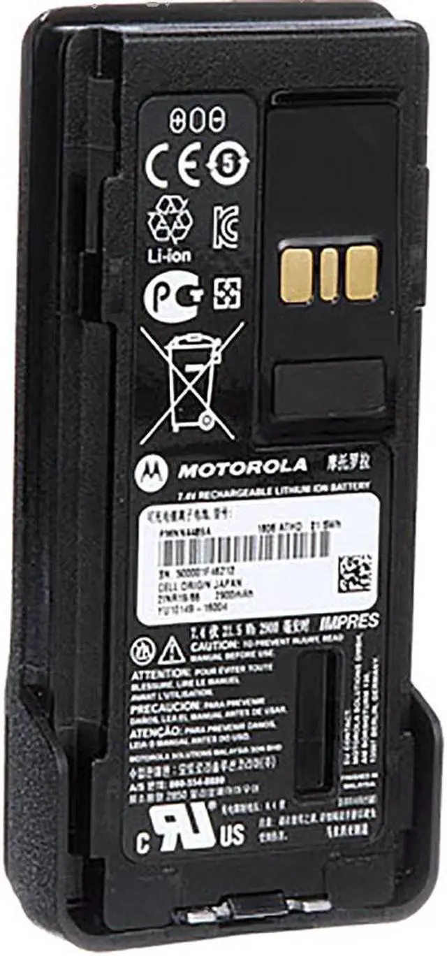 Main image of Motorola PMNN4489 IMPRES Li-Ion Battery, TIA4950 High Density, IP68 Rated for Portable Radios FREE BATTERY CLIP