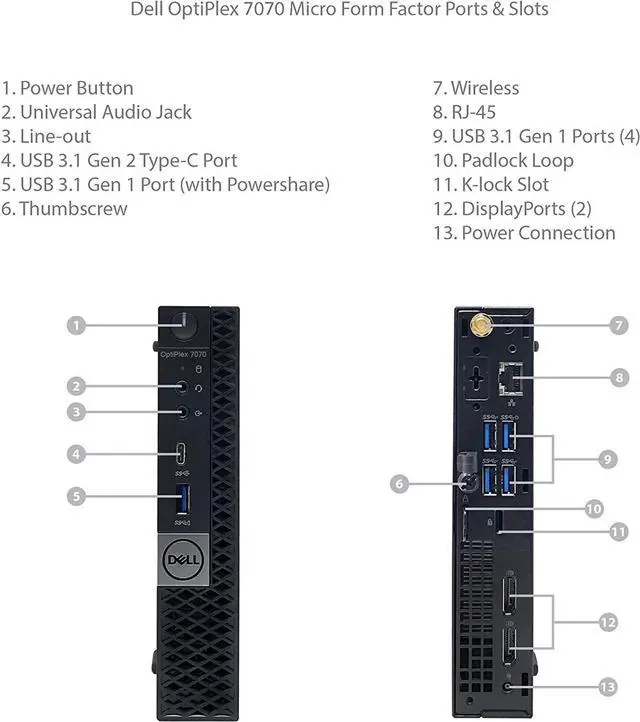 Alt view image 3 of 3 - Dell Optiplex 7070 Micro (MFF) Tiny PC Intel Core i7 8th Gen 16GB NEW 512GB SSD Windows 10 Pro New Keyboard, Mouse,Power cord,WiFi Adapter