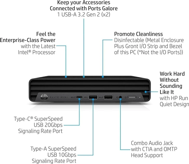Alt view image 3 of 4 - HP EliteDesk 800 G9 Mini / i5-13500T / 16GB RAM / 256GB SSD / Windows 11 Pro / WiFi Business Desktop PC Computer