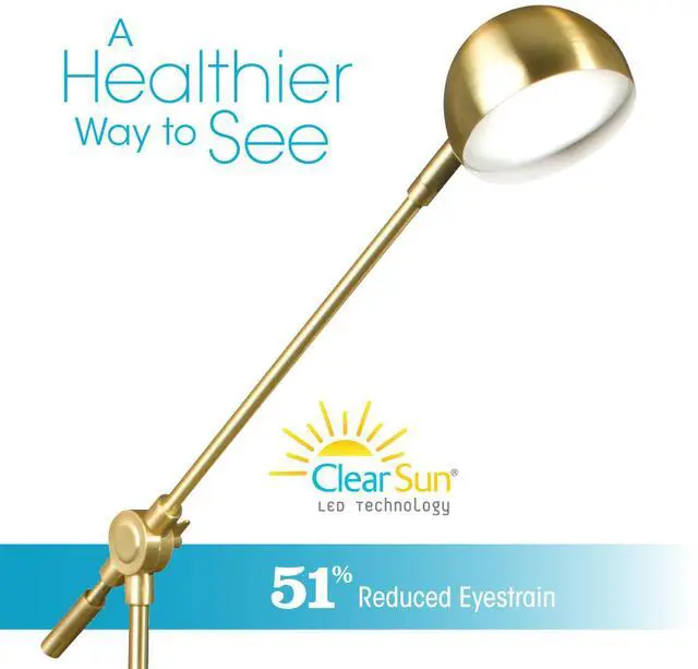 Alt view image 3 of 5 - OttLite Wellness Series Direct LED Desk Lamp - 4" to 18" High - Brass CS01BS9-SHPR