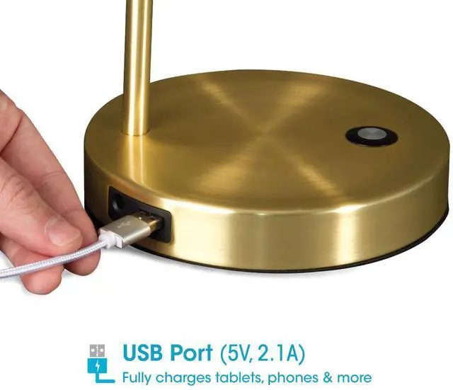 Alt view image 4 of 5 - OttLite Wellness Series Direct LED Desk Lamp - 4" to 18" High - Brass CS01BS9-SHPR