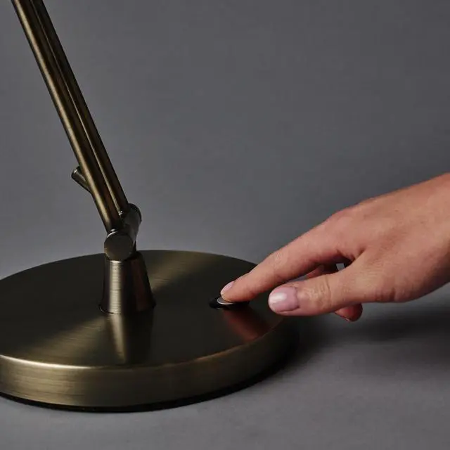 Alt view image 3 of 8 - OttLite Wellness Series Refine LED Desk Lamp - 27" High - Antiqued Brass  F1D83BR9-SHPR
