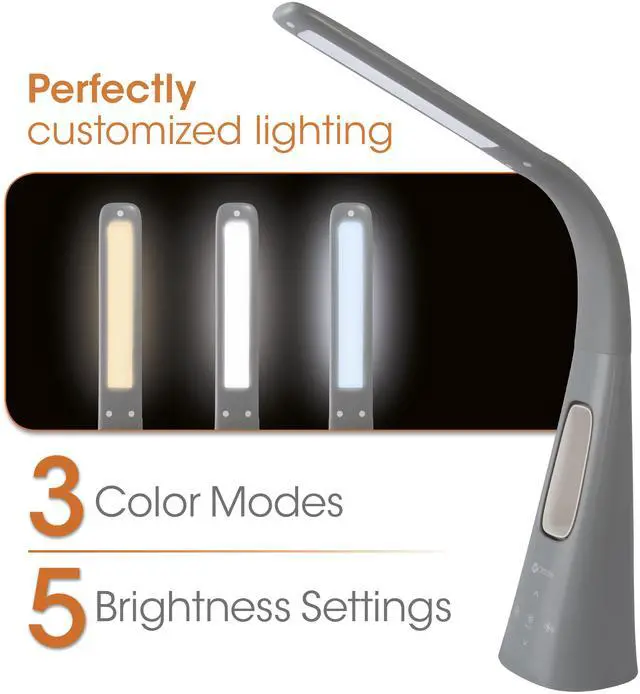 Alt view image 5 of 14 - OttLite F261G9-SHPR Cool Breeze Fan Lamp - 15" to 26.5" High - Gray