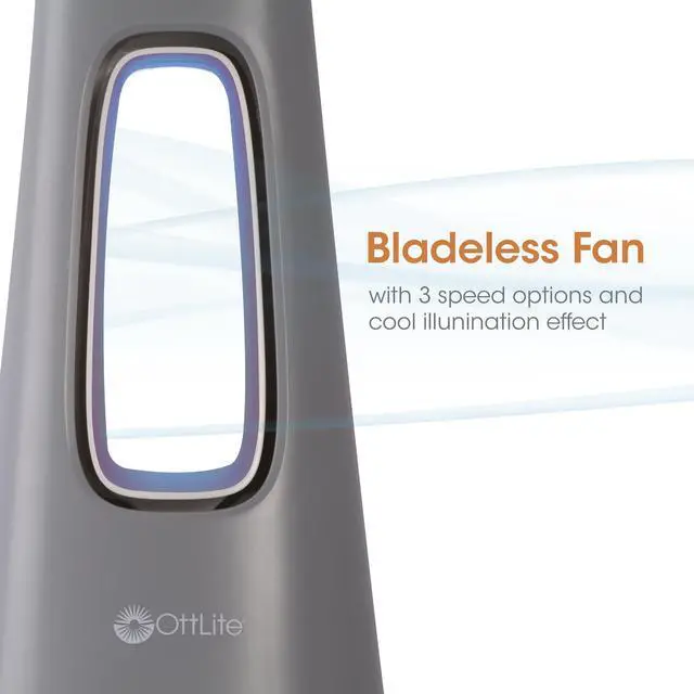 Alt view image 2 of 14 - OttLite F261G9-SHPR Cool Breeze Fan Lamp - 15" to 26.5" High - Gray