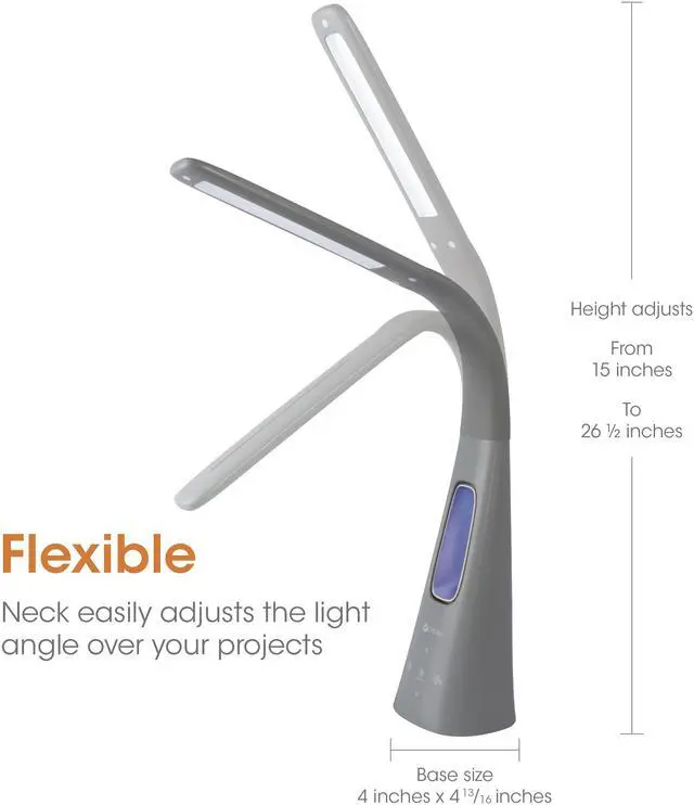 Alt view image 4 of 14 - OttLite F261G9-SHPR Cool Breeze Fan Lamp - 15" to 26.5" High - Gray