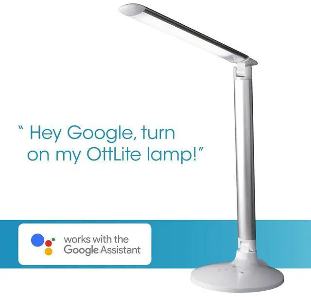 Alt view image 2 of 7 - OttLite CS59029-SHPR Wellness Series Command LED Desk Lamp with Voice Assistant - 17.75" to 29" High - Silver