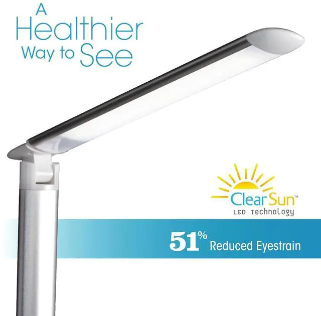 Alt view image 3 of 7 - OttLite CS59029-SHPR Wellness Series Command LED Desk Lamp with Voice Assistant - 17.75" to 29" High - Silver