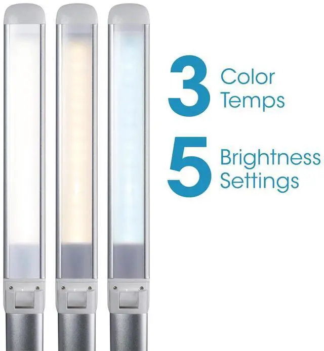 Alt view image 4 of 7 - OttLite CS59029-SHPR Wellness Series Command LED Desk Lamp with Voice Assistant - 17.75" to 29" High - Silver