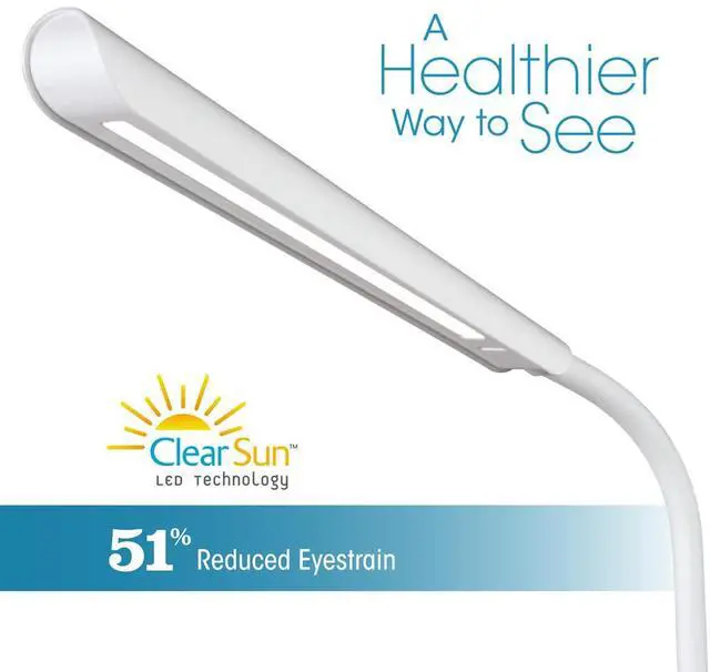 Alt view image 2 of 4 - OttLite CS030QI-SHPR Wellness Series Power Up LED Desk Lamp - 13" to 21" High - White