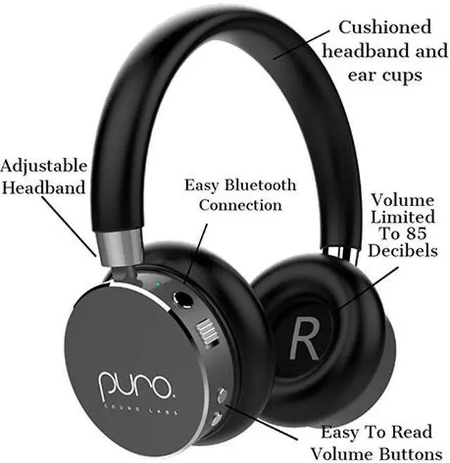 Alt view image 2 of 8 - Puro Sound Labs BT2200 Volume Limited Kids' Bluetooth Headphones (Grey)