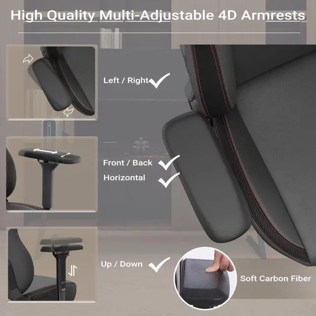 Alt view image 7 of 7 - Office PC Gaming Chair Ergonomic Office Chair Desk Chair with Lumbar Support Flip Up Arms Headrest PU Leather Executive High Back Computer Chair for Adults Women Men (PU Black)