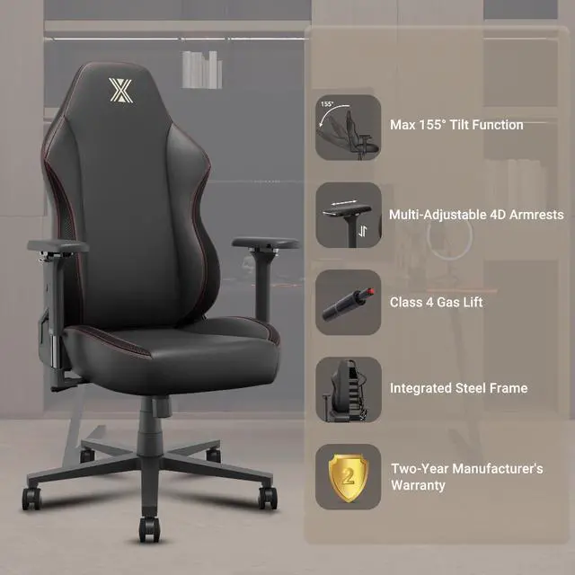Alt view image 3 of 7 - Office PC Gaming Chair Ergonomic Office Chair Desk Chair with Lumbar Support Flip Up Arms Headrest PU Leather Executive High Back Computer Chair for Adults Women Men (PU Black)