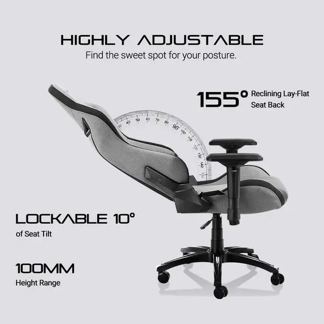 Alt view image 5 of 7 - KARNOX Legend TR Game Chair Ergonomic Office Desk Chair High Back Executive PC Chair with Headrest and Lumbar Support and 360¡ãDegree Swivel for Big and Tall Adults Cloth Light Grey