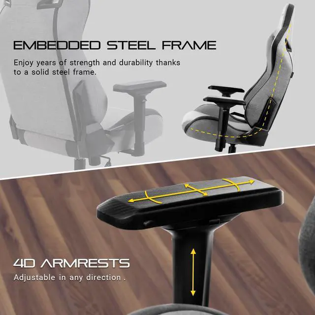 Alt view image 4 of 7 - KARNOX Legend TR Game Chair Ergonomic Office Desk Chair High Back Executive PC Chair with Headrest and Lumbar Support and 360¡ãDegree Swivel for Big and Tall Adults Cloth Light Grey