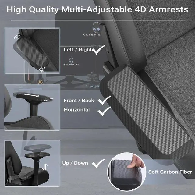Alt view image 2 of 7 - KARNOX Game Chair Fabric Office Chairs with Pocket Spring Cushion and High-Back Recliner High Back Ergonomic Computer Chair with Lumbar Support Task Gamer Chair Black