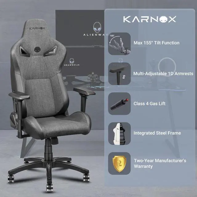 Alt view image 7 of 7 - KARNOX Game Chair Fabric Office Chairs with Pocket Spring Cushion and High-Back Recliner High Back Ergonomic Computer Chair with Lumbar Support Task Gamer Chair Black