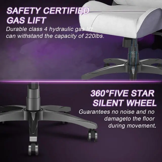 Alt view image 4 of 7 - KARNOX Genie Game Chair Office Chair Ergonomic Computer Game Chair with Lumbar Support and Adjustable Headrest Pillow PC Gaming Chair Cloth for Teens Purple