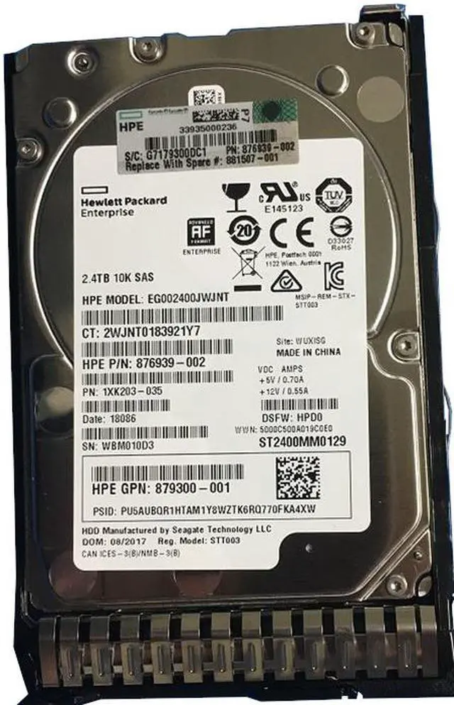 Alt view image 2 of 5 - HP 881507-001 - HP 2.4TB 2.5" SAS 10K 12Gb/s Hard Drive