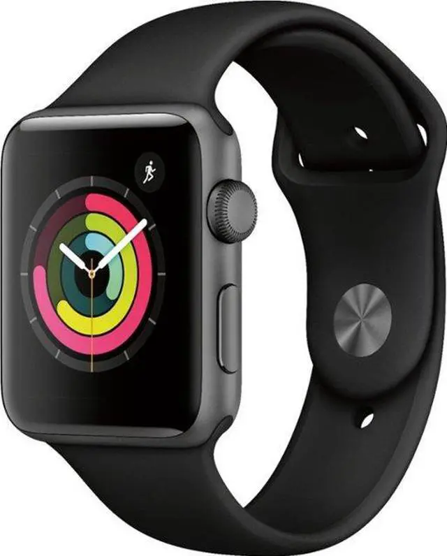 Alt view image 5 of 20 - Apple Watch Series 3 GPS w/ 42MM Space Gray Aluminum Case & Black Sport Band