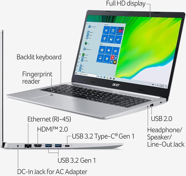 Alt view image 6 of 7 - Acer Aspire 5 Slim 15.6" Customized Business Laptop | 11th Gen Intel Core i3-1115G4 (Beat i5-1035G4) | 8GB DDR4 RAM 256GB  SSD 1TB HDD| FHD Nano-Edge Display | WiFi 6 | Windows 10 | Silver