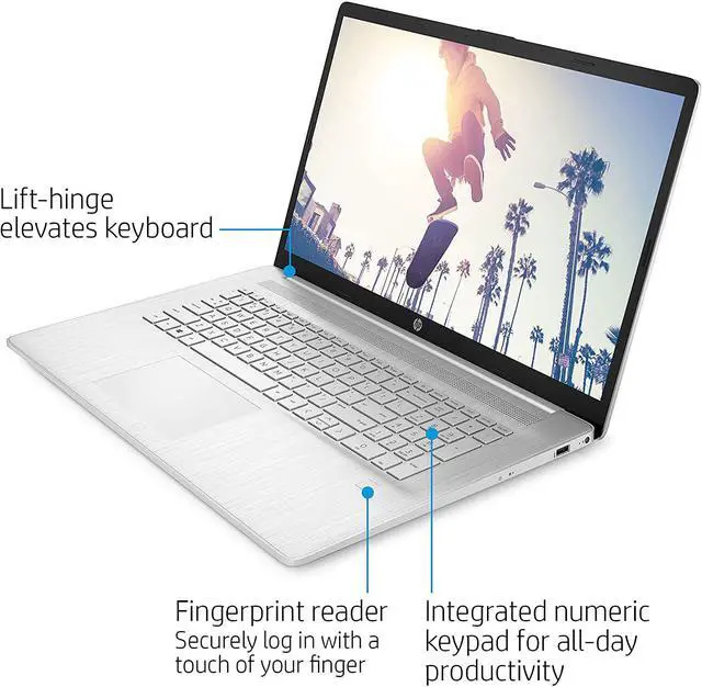 Alt view image 3 of 6 - Newest HP 17.3" HD+ Touchscreen for Business&Student Custmized Laptop | AMD Ryzen 5 5500U(beats Intel i5-1135G7) |   32GB DDR4 RAM 1024GB  SSD 1TB HDD| Wi-Fi | Bluetooth 5 | Windows 10 | Silver